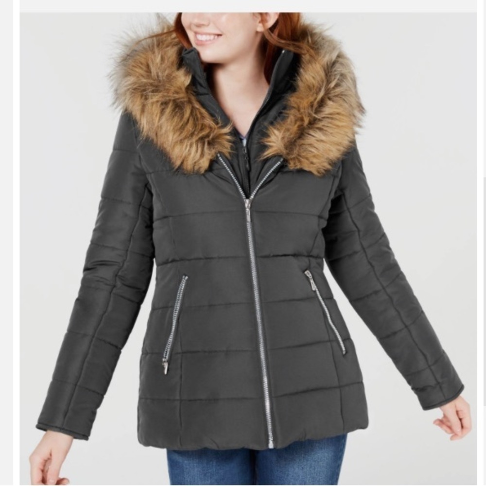 NWT Maralyn And Me Green Zip Up Puffer Coat Size Small
